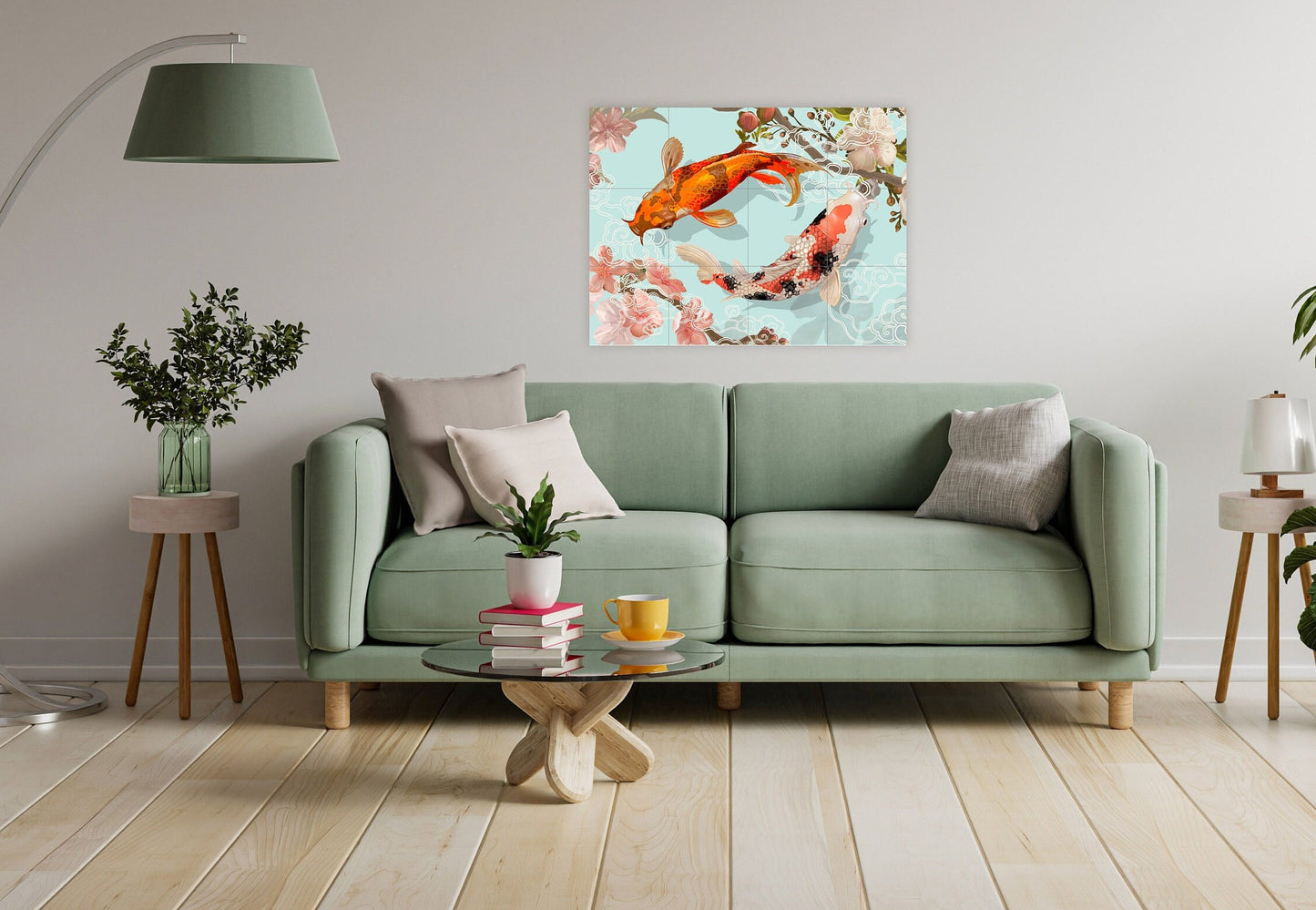 Tile Mural/Mosaic Ceramic Panel of a Japanese Koi Fish Japan Painting - Colourful Wall Nature Art - Tile Mural - Gloss Tiles - Tile Mosaic