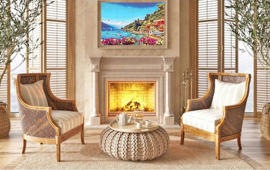Tile Mural/Mosaic Ceramic Panel of Lake Como - Lake Como wall print - Lake Come Wall Art - Tile Mural - Gloss Tiles - Tile Mosaic