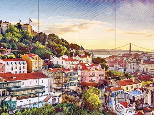 Tile Mural/Mosaic Ceramic Panel of Lisbon - Portugal- Lisbon wall print - Portugal Wall Art - Tile Mural - Gloss Tiles - Tile Mosaic