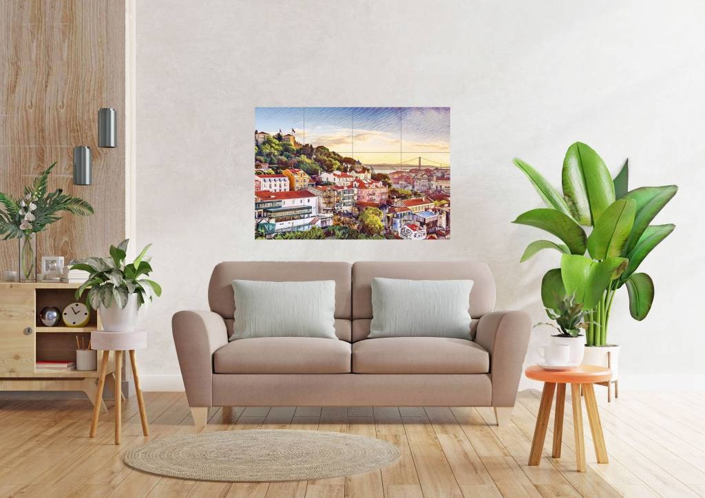 Tile Mural/Mosaic Ceramic Panel of Lisbon - Portugal- Lisbon wall print - Portugal Wall Art - Tile Mural - Gloss Tiles - Tile Mosaic