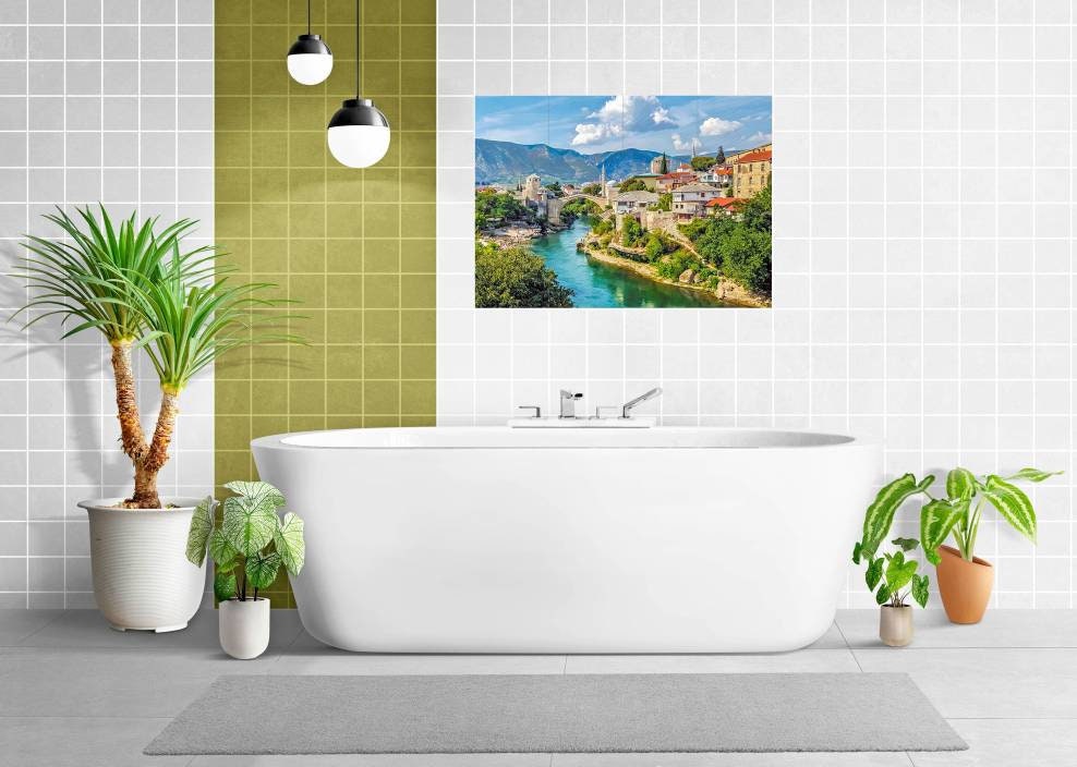 Tile Mural/Mosaic Ceramic Panel of Mostar Bosnia and Herzegovina - Mostar Wall Print - Mostar art - Tile Mural - Gloss Tiles -Tile Mosaic