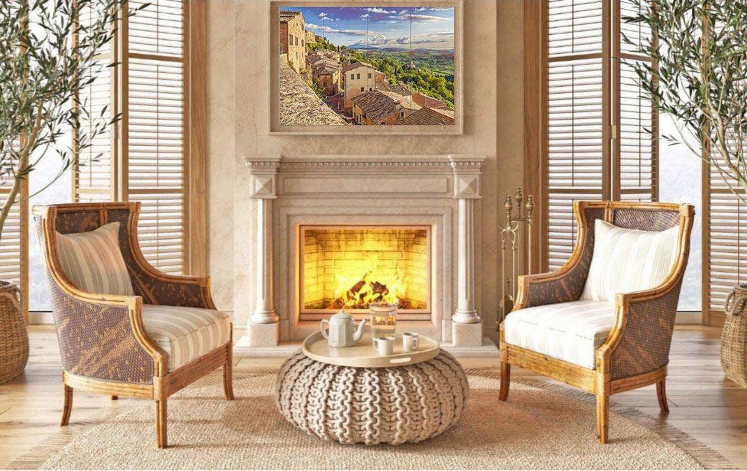 Tile Mural/Mosaic Ceramic Panel of Montepulciano Tuscany - Tuscany wall print - Montepulciano print - Tile Mural - Gloss Tiles - Tile Mosaic