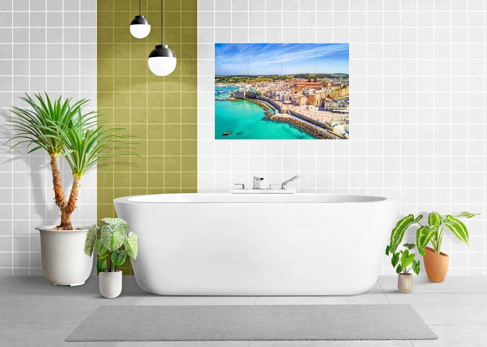 Tile Mural/Mosaic Ceramic Panel of a Otranto Puglia- Otranto print - Puglia wall print - Tile Mural - Gloss Tiles - Tile Mosaic - Tile Mural