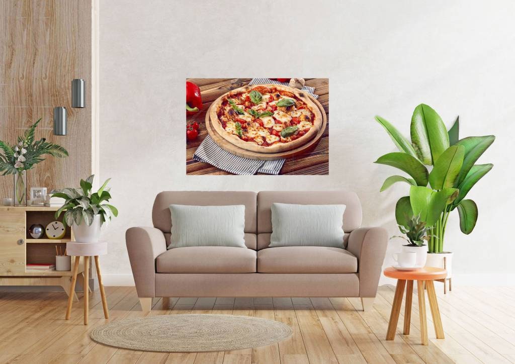 Tile Mural/Mosaic Ceramic Panel of a Pizza Margherita on a board - Pizza wall print - Restaurant print- Tile Mural -Gloss Tiles -Tile Mosaic