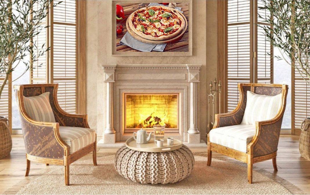 Tile Mural/Mosaic Ceramic Panel of a Pizza Margherita on a board - Pizza wall print - Restaurant print- Tile Mural -Gloss Tiles -Tile Mosaic