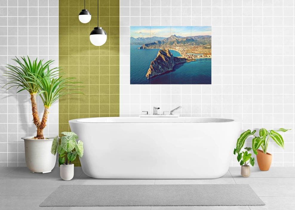 Tile Mural/Mosaic Ceramic Panel of Calpe - Calpe wall print - Calpe Wall Art - Tile Mural - Gloss Tiles -Tile Mosaic- Kitchen Bakcksplash