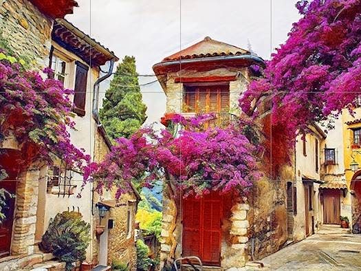 Tile Mural/Mosaic Ceramic Panel of Provence - Provence wall print - Provence France wall art - Tile Mural - Gloss Tiles - Tile Mosaic