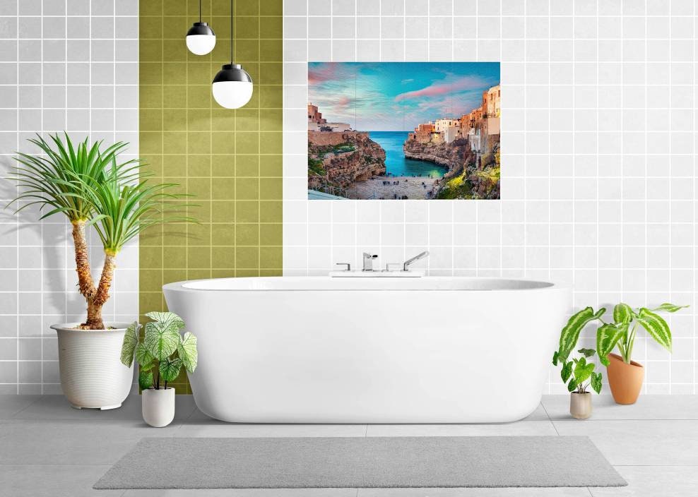 Tile Mural/Mosaic Ceramic Panel of Polignano a Mare - Italy, Puglia - Landscape Wall Art - Tile Mural - Gloss Tiles - Tile Mosaic