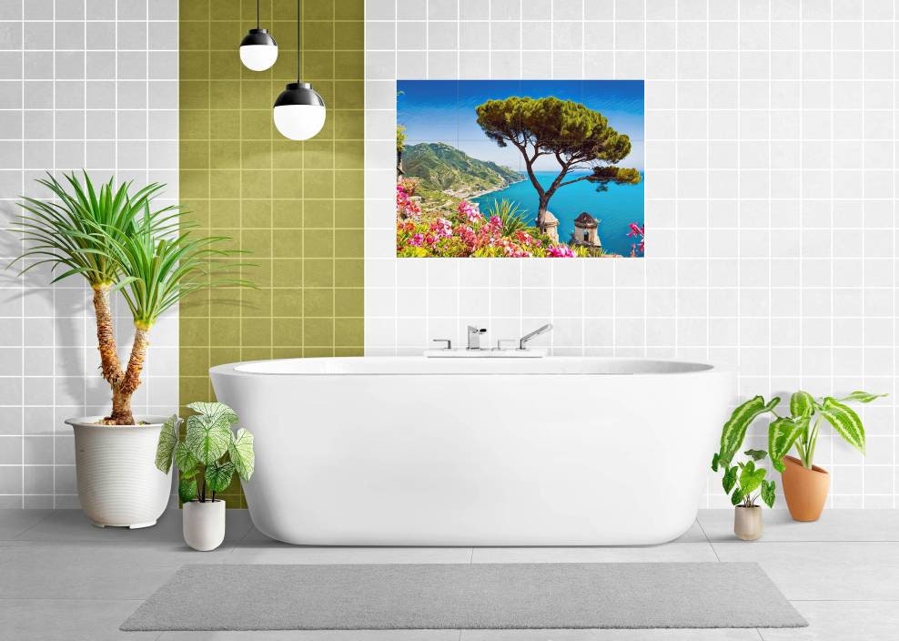 Tile Mural/Mosaic Ceramic Panel of Ravello Amalfi coast - Ravello wall print - Amalfi coast print - Tile Mural - Gloss Tiles - Tile Mosaic
