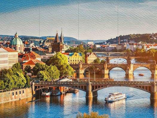 Tile Mural/Mosaic Ceramic of Prague - Prague wall print - Czech Republic Wall Art - Tile Mural - Gloss Tiles - Tile Mosaic - Shower tiles