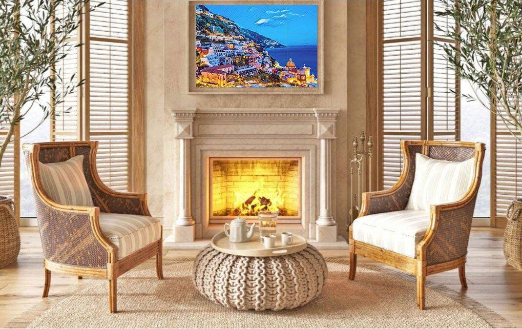 Tile Mural/Mosaic Ceramic Panel of Positano - Positano wall print - Positano Wall Art - Positano Tile Mural - Gloss Tiles - Tile Mosaic