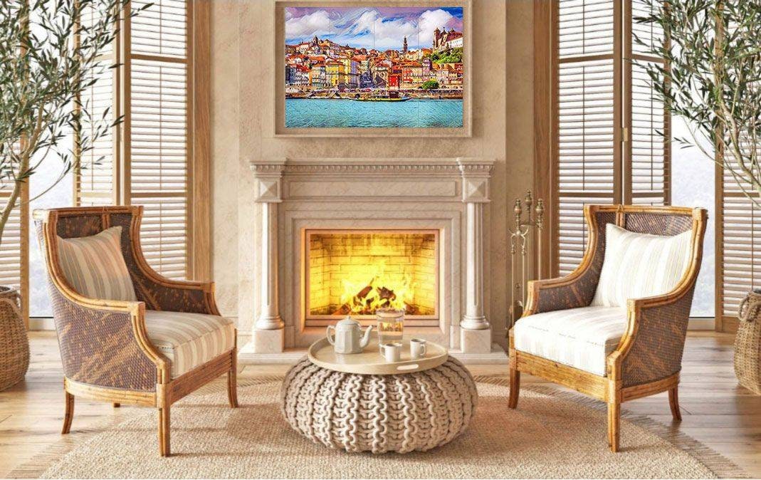 Tile Mural/Mosaic Ceramic Panel of Porto -Porto wall print - Portuguese tile Mural - Tile Mural - Gloss Tiles - Tile Mosaic - Accent tiles