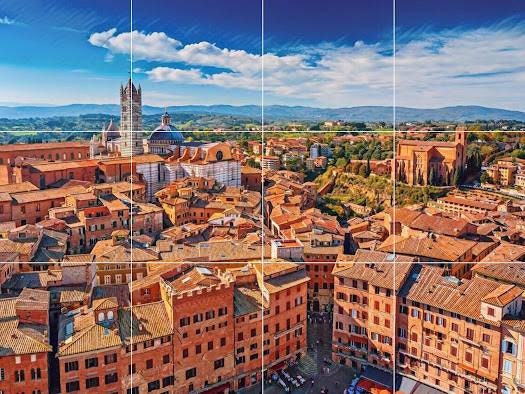 Tile Mural/Mosaic Ceramic Panel of Siena Tuscany - Tuscany town Landscape - Italy Wall Art Print - Tile Mural - Gloss Tiles - Tile Mosaic