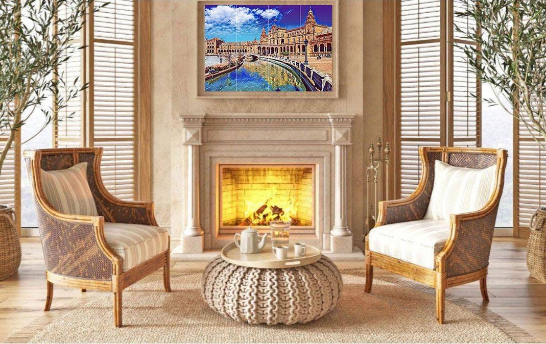 Tile Mural/Mosaic Ceramic Panel of Sevilla City - Sevilla wall print- Sevilla wall art - Spain wall print - Gloss Tiles - Tile Mosaic