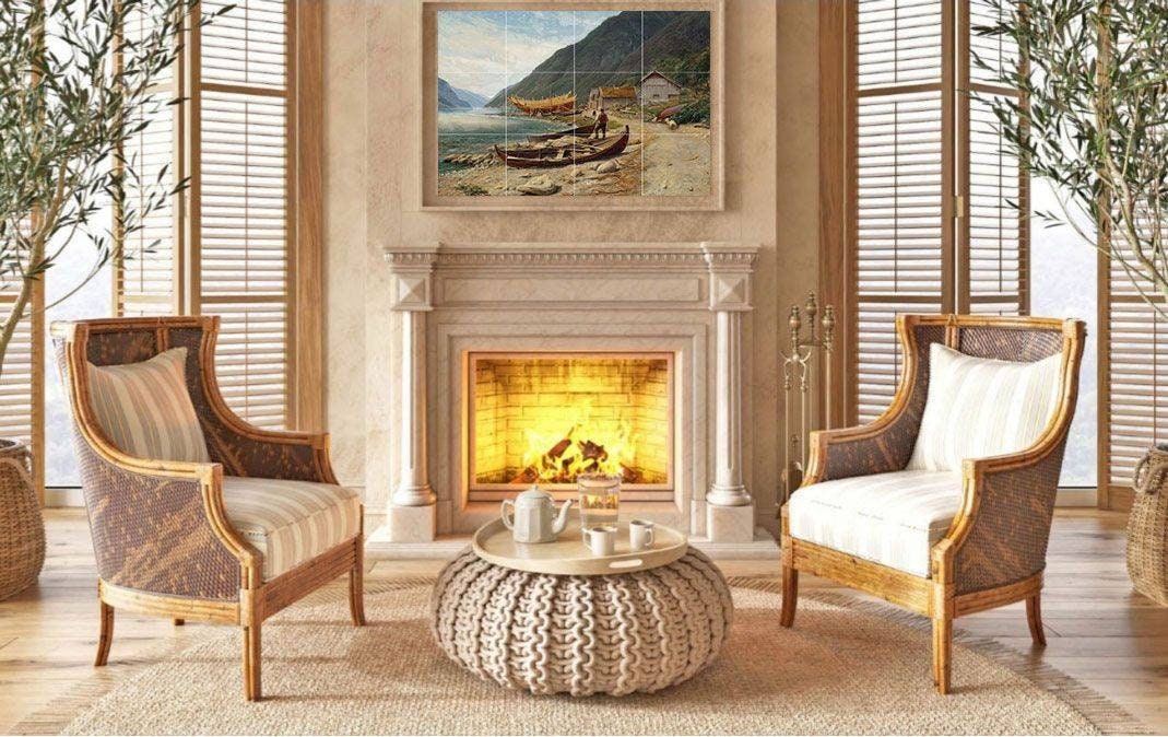Tile Mural/Mosaic Ceramic Panel of Thomas Fearnley Gravensfjord - Gravensfjord print - Thomas Fearnley print - Tile Mural - Tile Mosaic