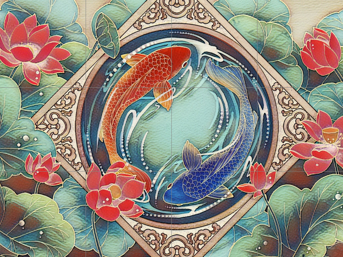 Tile Mural/Mosaic Ceramic Panel of a Japanese Koi Fish - Koi Fish Wall Art - Japanese Koi Fish print -Tile Mural - Gloss Tiles - Tile Mosaic