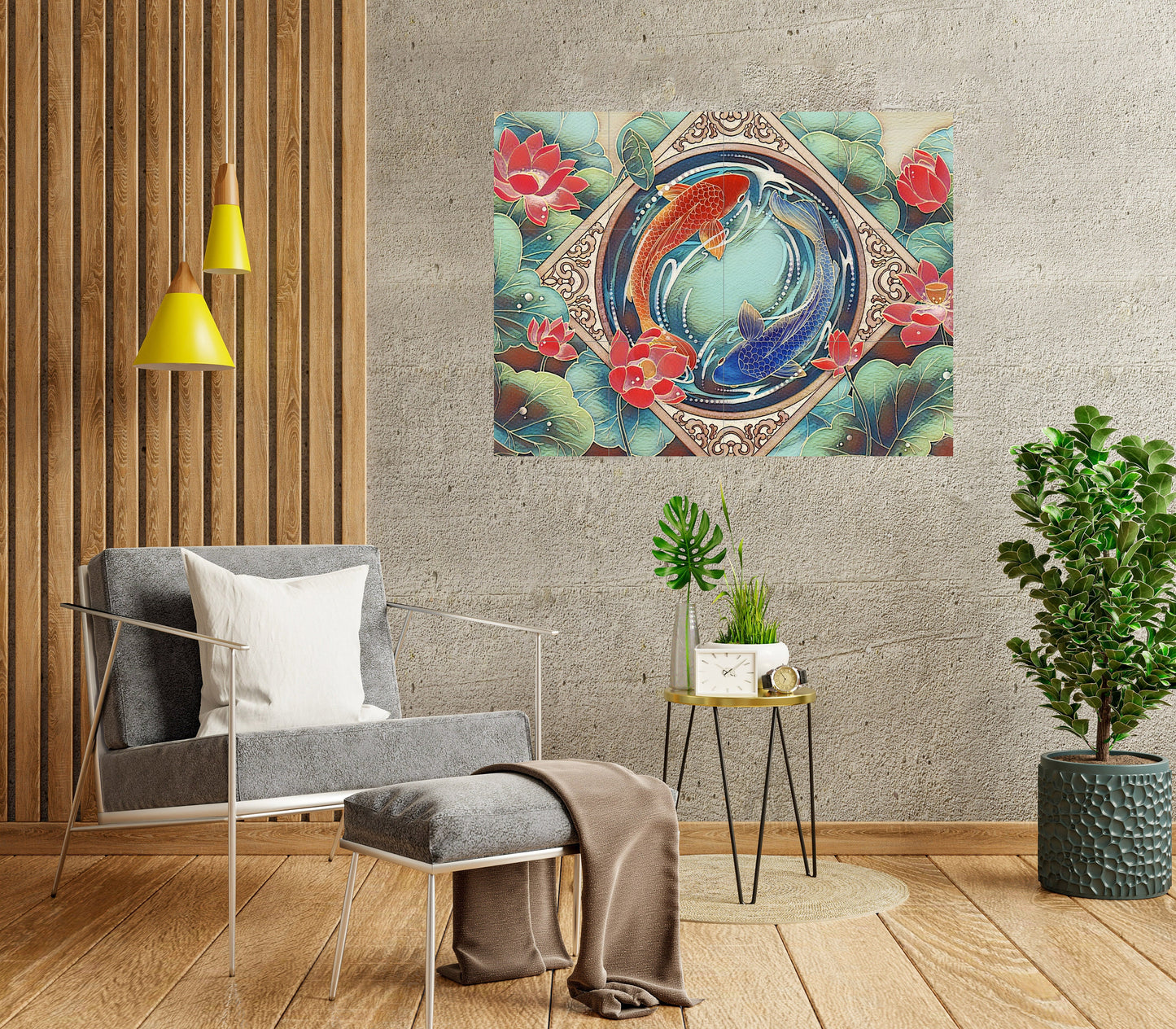 Tile Mural/Mosaic Ceramic Panel of a Japanese Koi Fish - Koi Fish Wall Art - Japanese Koi Fish print -Tile Mural - Gloss Tiles - Tile Mosaic