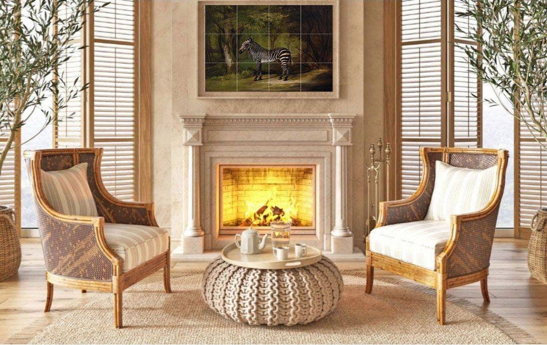 Tile Mural/Mosaic Ceramic Panel of a Zebra by George Stubbs - Zebra wall print - Tile Mural -George Stubbs Print -Gloss Tiles - Tile Mosaic