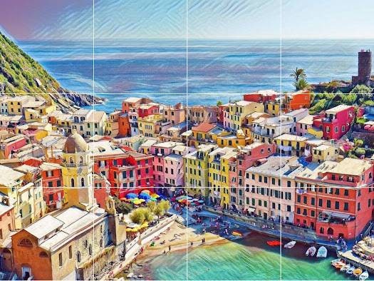 Tile Mural/Mosaic Ceramic Panel of Vernazza - Italy wall art - Vernazza wall print- Colourful Wall Art -Tile Mural -Gloss Tiles -Tile Mosaic