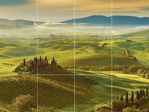 Tile Mural/Mosaic Ceramic Panel of Val d Orcia - Tuscany - Italian Landscape - Colourful Wall Art - Tile Mural - Gloss Tiles - Tile Mosaic