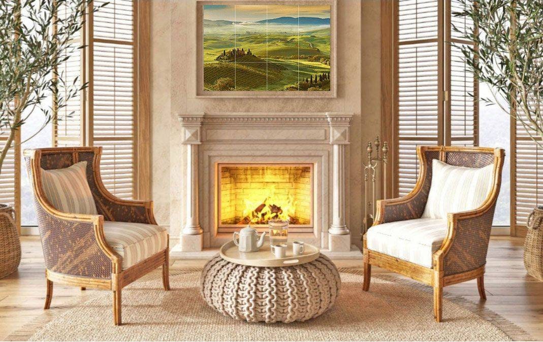 Tile Mural/Mosaic Ceramic Panel of Val d Orcia - Tuscany - Italian Landscape - Colourful Wall Art - Tile Mural - Gloss Tiles - Tile Mosaic