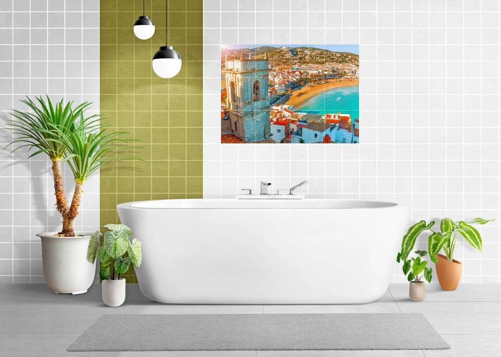 Tile Mural/Mosaic Ceramic Panel of Valencia - Valencia wall print - Spain wall print -Tile Mural -Gloss Tiles -Tile Mosaic - wall tiles