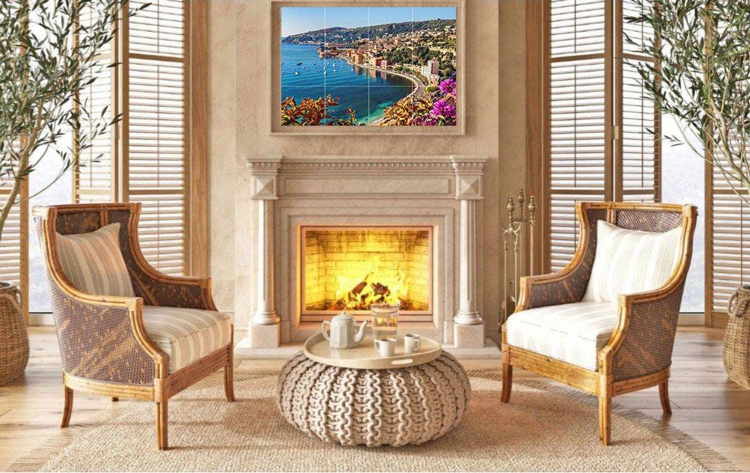 Tile Mural/Mosaic Ceramic Panel of Villefranche Sur Mer - Villefranche Sur Mer wall print - Tile Mural - Gloss Tiles -Tile Mosaic