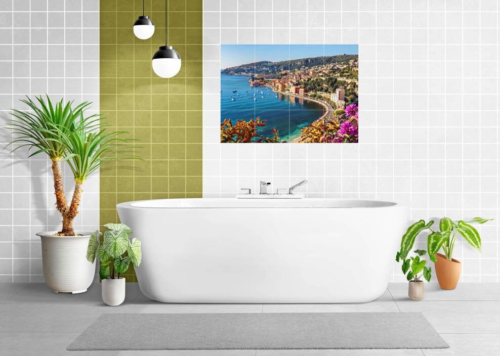 Tile Mural/Mosaic Ceramic Panel of Villefranche Sur Mer - Villefranche Sur Mer wall print - Tile Mural - Gloss Tiles -Tile Mosaic