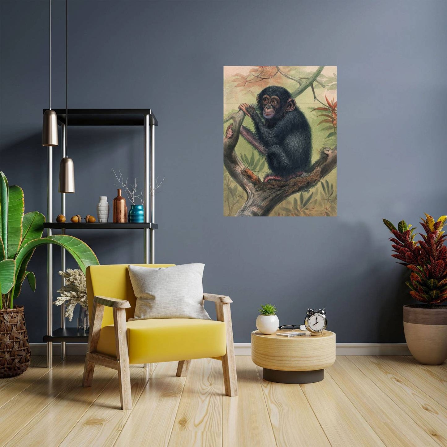 Tile Mural/Mosaic Ceramic Panel of Chimpanzee - Joseph Wolf - Monkey Wall Art Print Decor - Chimpanzee Painting - Gloss Tiles - Tile Mosaic