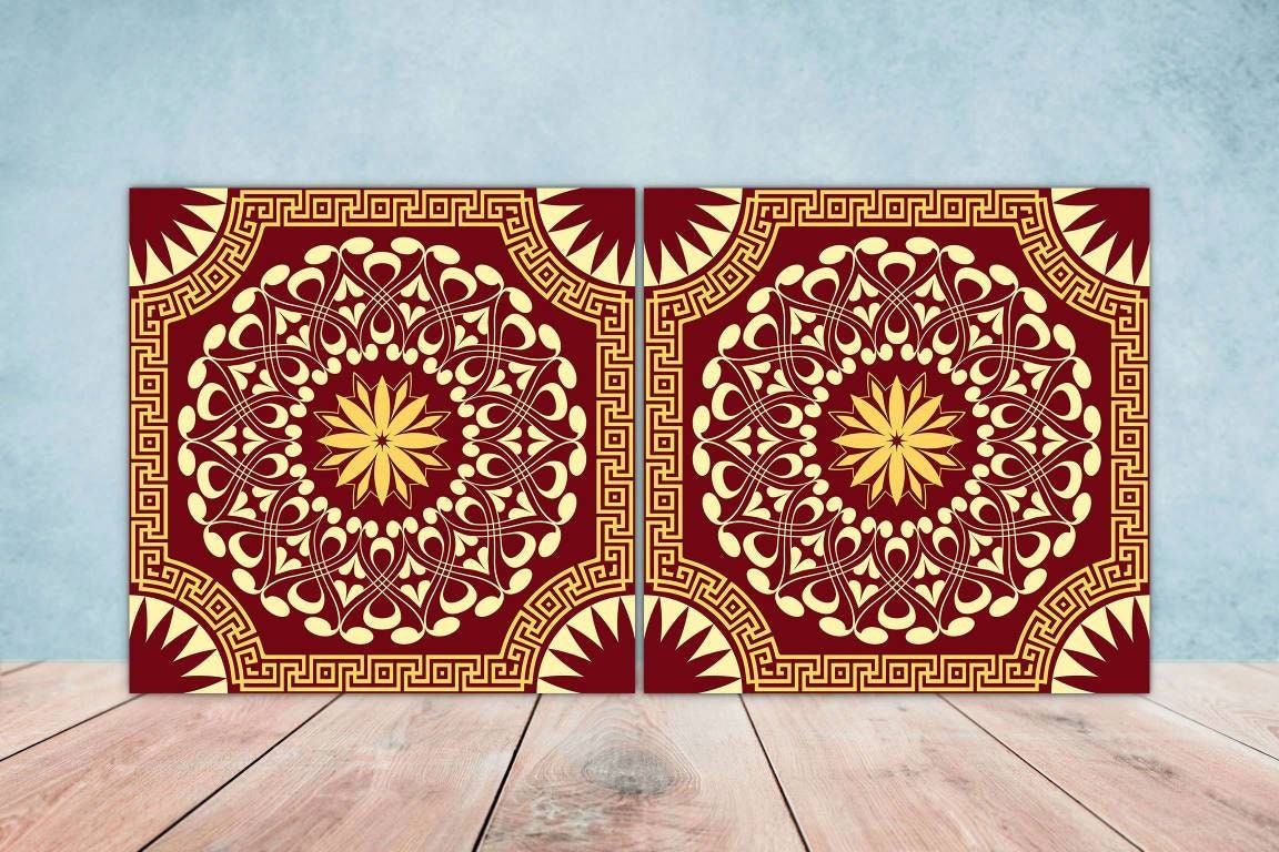 Greek Mediterranean Ceramic Tiles - Set of 2 Greek Wall Tiles - Kitchen Backsplash Tiles, Table Decorative Tiles, Bathroom Tiles, Coaster