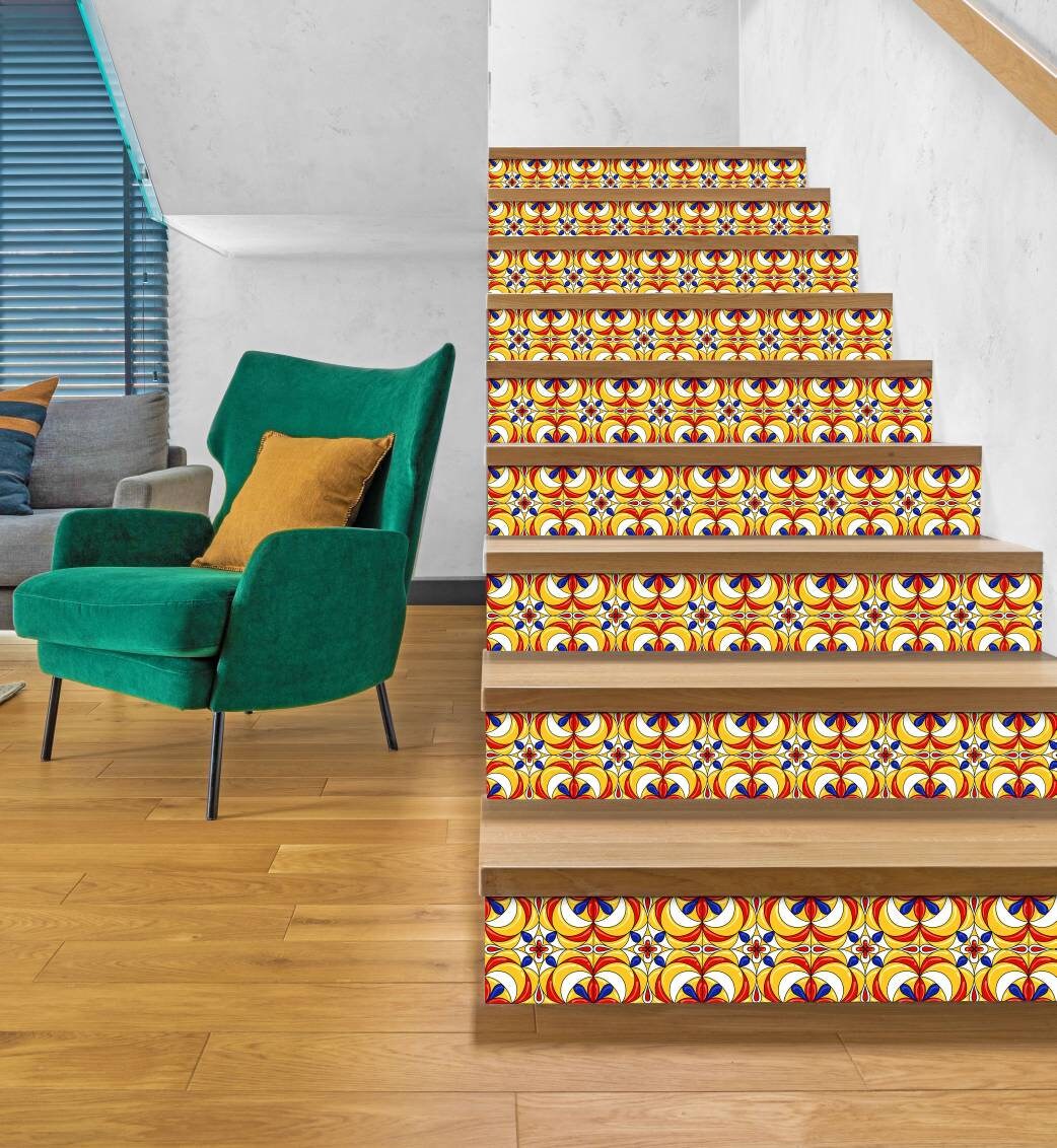 Italian Majolica Ceramic Tiles - Two square 6 x 6 inches decorative ceramic wall tiles - Kitchen backsplash tiles - Bathroom tiles