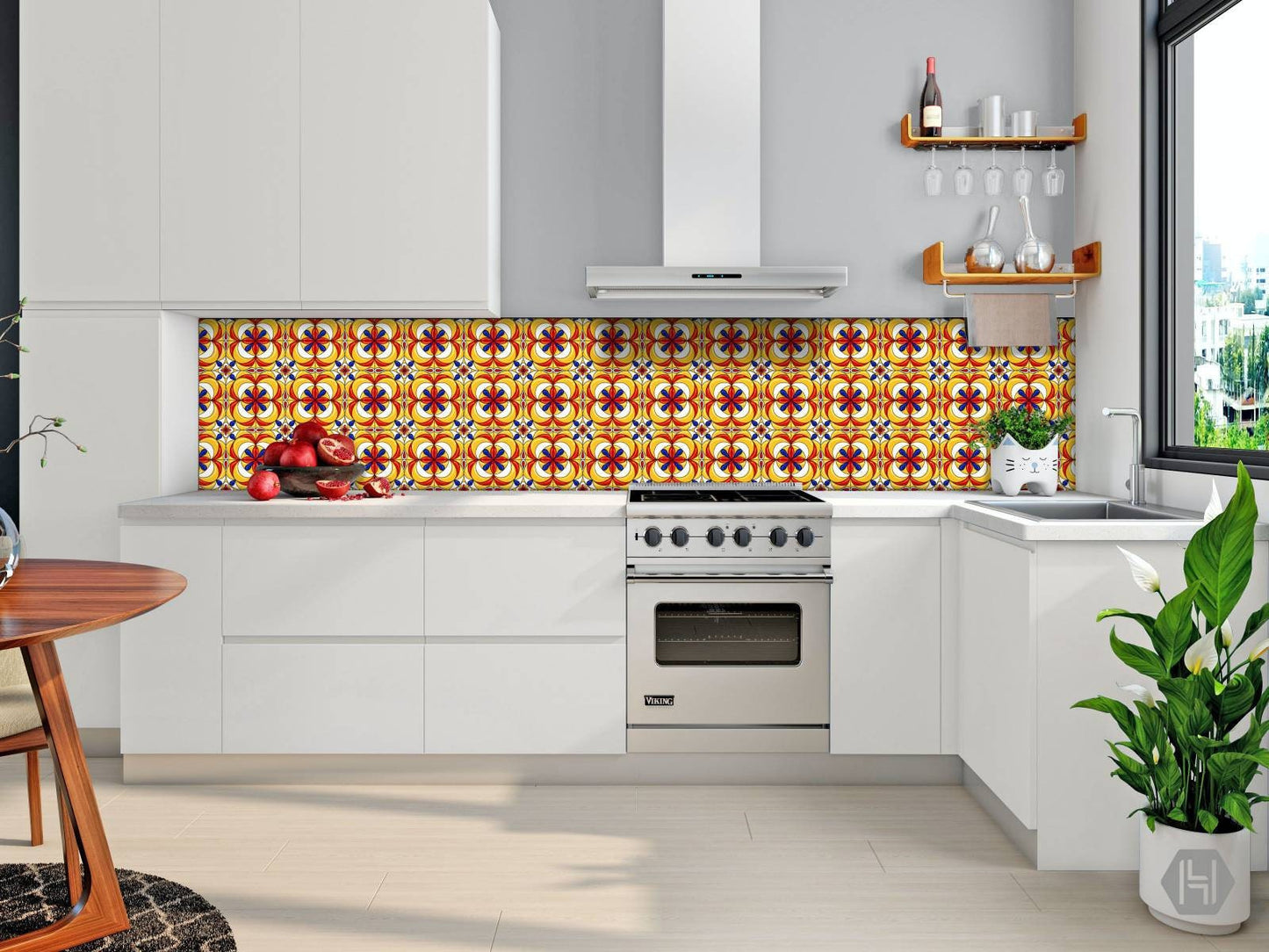 Italian Majolica Ceramic Tiles - Two square 6 x 6 inches decorative ceramic wall tiles - Kitchen backsplash tiles - Bathroom tiles