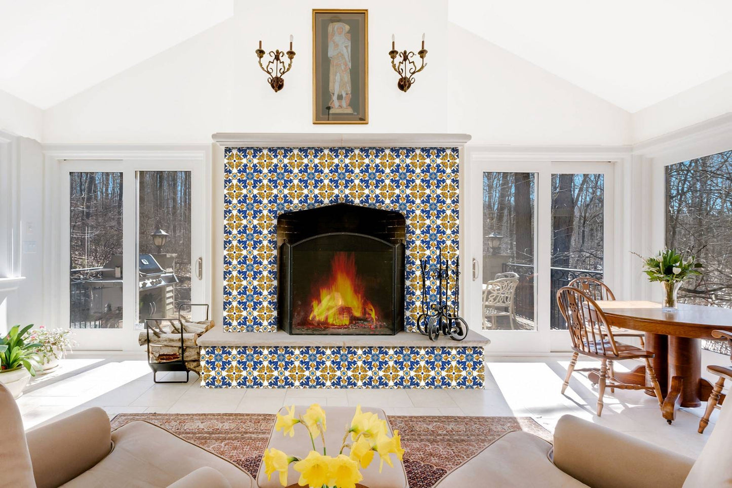 Portuguese Azulejo Tiles - Set of 2 Portuguese Wall Decor Tiles - Kitchen Backsplash Tiles, Table Decorative Tiles, Bathroom Tiles, Coaster