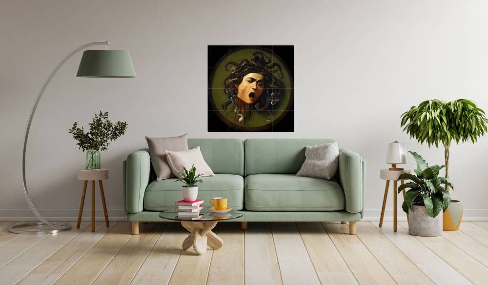 Tile Mural/Mosaic Ceramic Panel of Medusa - Caravaggio Art - Home Decor - Tile Mural - Mural Art - Gloss Tiles - Tile Mosaic - Medusa Print