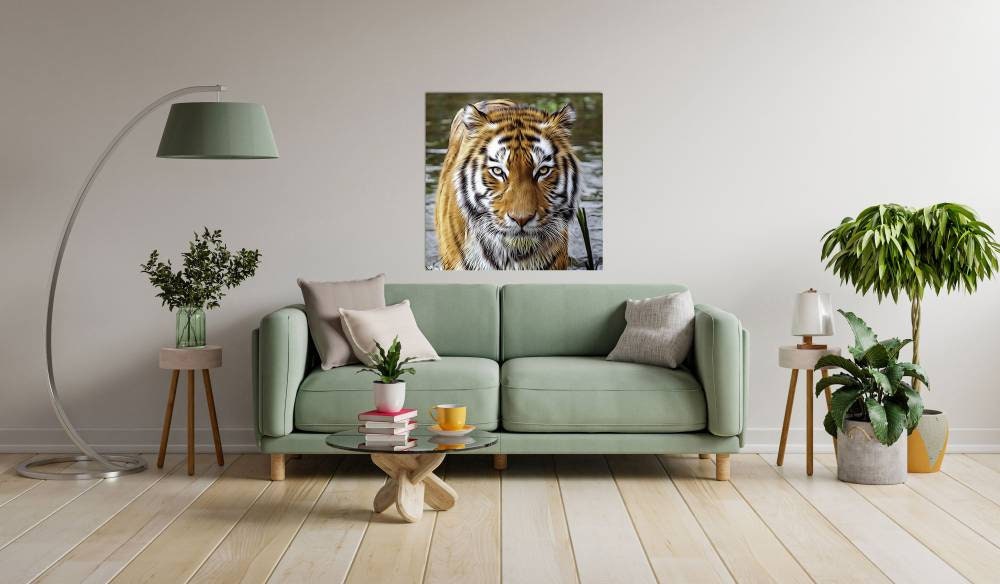 Tile Mural/Mosaic Ceramic Panel of a Tiger - Tiger wall print - Tiger wall art - Home Decor Mural Art - Gloss Tiles - Safari Tile Mosaic