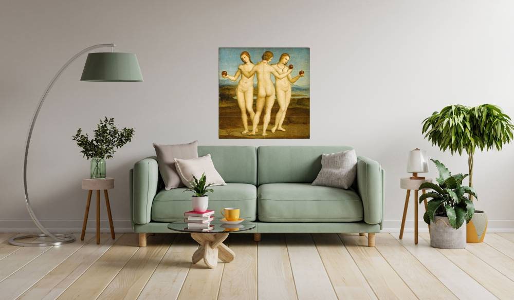 Tile Mural/Mosaic Ceramic Panel of Three Graces - Raphael Painting Art- Home Decor -Tile Mural - Home Decor- Gloss Tiles - Tile Mosaic Print