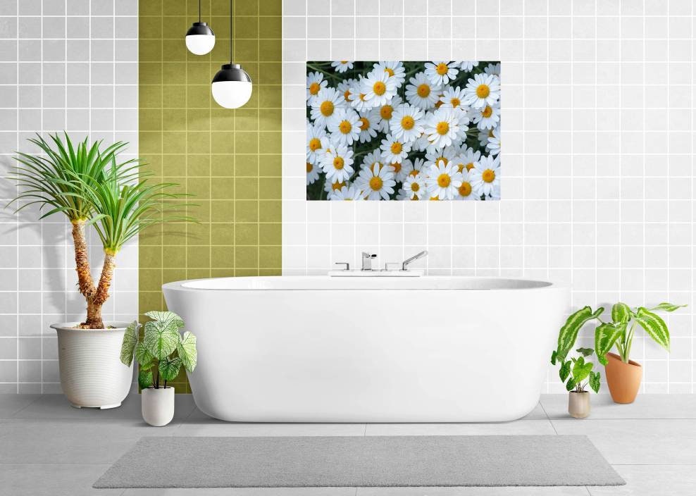 Tile Mural/Mosaic Ceramic of Daisy Flowers - Flower Mural - Home Decor Print - Floral Wall Art - Daisy Mural - Gloss Tiles - Tile Mosaic