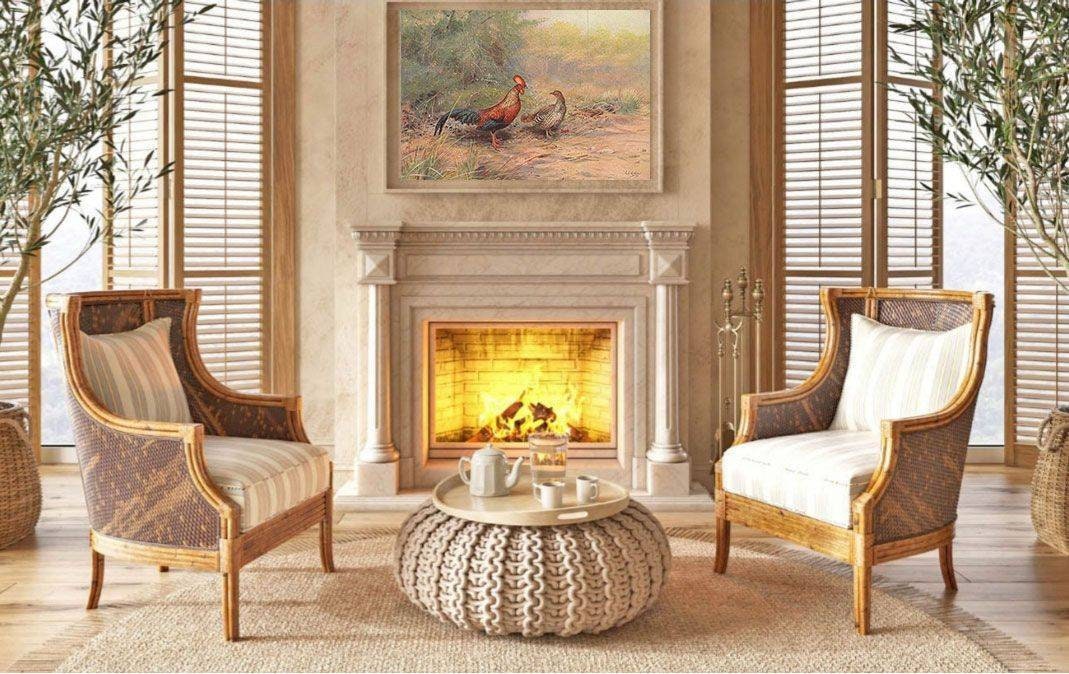 Tile Mural/Mosaic Ceramic Panel Ceylon Junglefowl Painting - Edward Lodge print - Rooster Tile Mural - Gloss Tiles - Bird Tile Mosaic