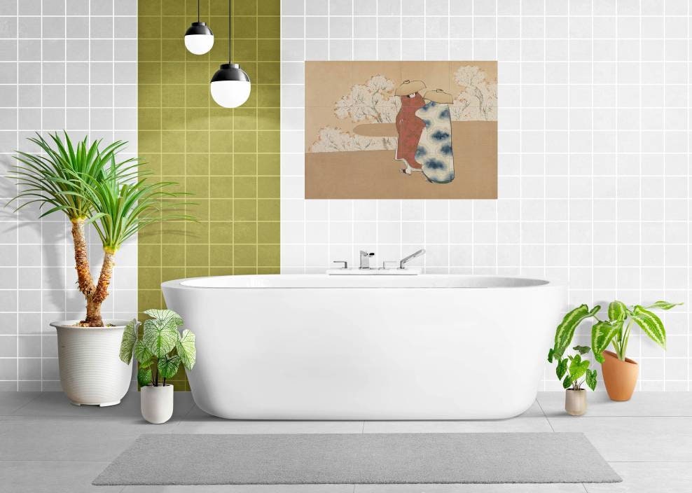Tile Mural/Mosaic Ceramic Panel of The Third Month Painting- Kamisaka Sekka Art - Japan -Japanese Tile Mural - Gloss Tiles - Tile Mosaic