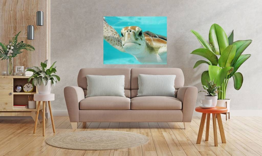 Tile Mural/Mosaic Ceramic Panel of an Ocean Undersea Sea Turtle - Sea Turtle wall print - Turtle Tile Mural - Home Decor - Tile Mosaic