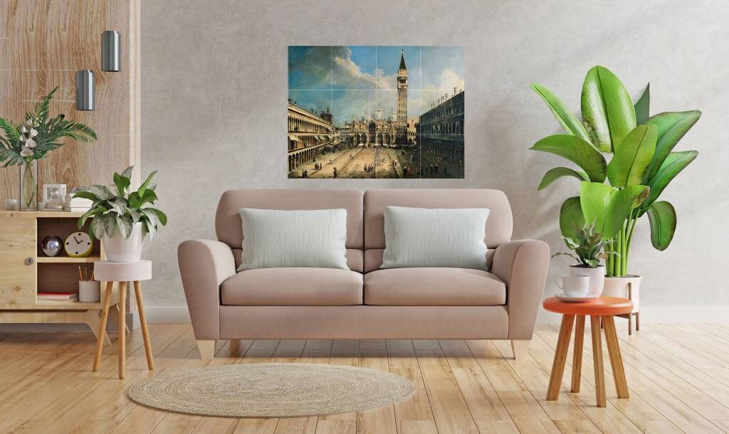 Tile Mural/Mosaic Ceramic Panel of Canaletto The Piazza San Marco in Venice - Venice print - Venice tile mural - Canaletto print -Wall print