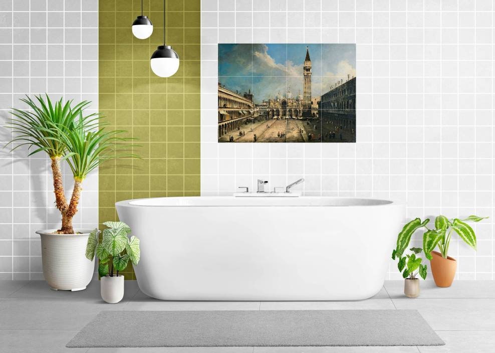 Tile Mural/Mosaic Ceramic Panel of Canaletto The Piazza San Marco in Venice - Venice print - Venice tile mural - Canaletto print -Wall print