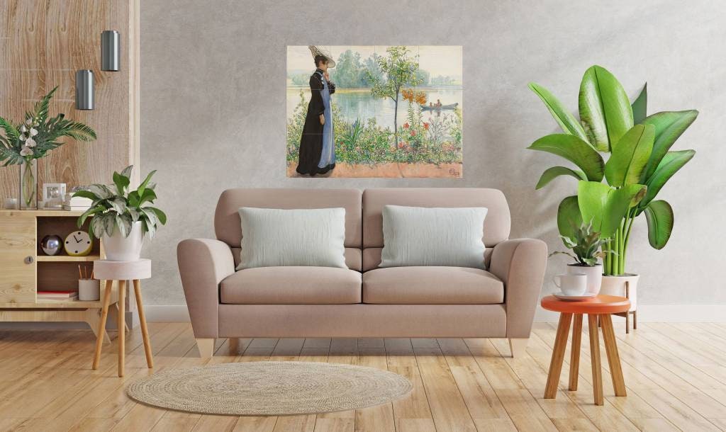 Tile Mural/Mosaic Ceramic Panel of Carl Larsson Karn by The Shore - Carl Larsson Print - Home Decor -Tile Mural - Tile Mural - Accent tiles