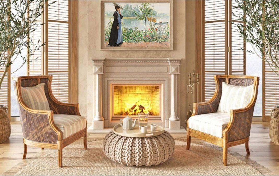 Tile Mural/Mosaic Ceramic Panel of Carl Larsson Karn by The Shore - Carl Larsson Print - Home Decor -Tile Mural - Tile Mural - Accent tiles