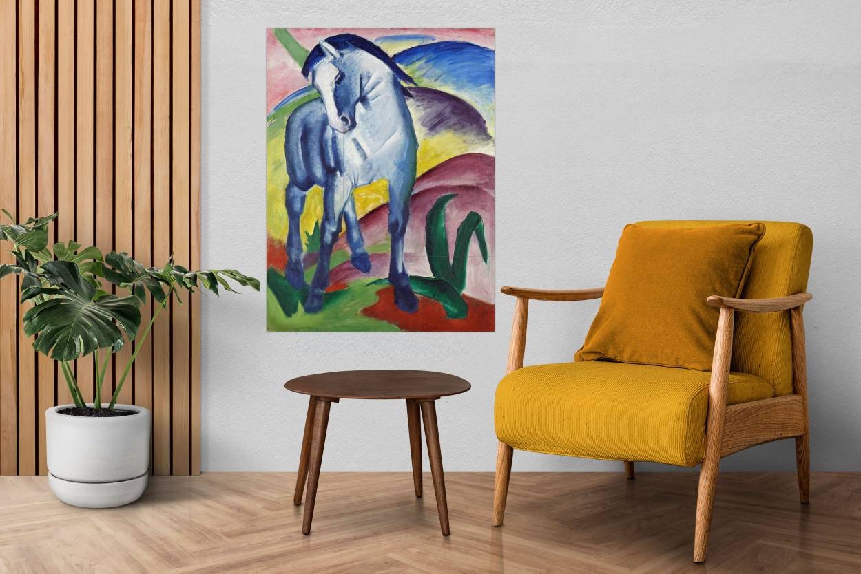 Tile Mural/Mosaic Ceramic Panel of Franz Mark Blue Horse- Franz Mark wall print - Gloss Tiles - Horse wall print - Tile Mosaic Print