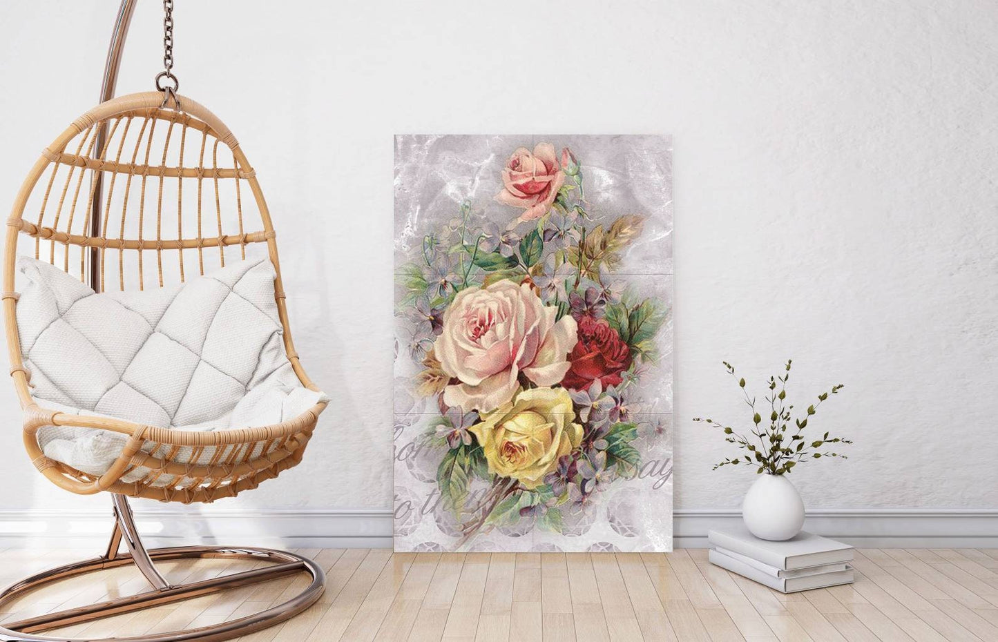 Tile Mural/Mosaic Ceramic of Roses Watercolour Painting - Flower Wall Art - Floral Tile Mural -Gloss Tiles - Flowers Mosaic- Tile Mosaic