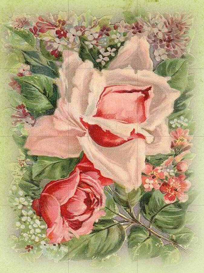 Tile Mural/Mosaic Ceramic of Roses Watercolour Painting - Flower Wall Art - Floral Tile Mural -Gloss Tiles - Flowers Mosaic- Tile Mosaic