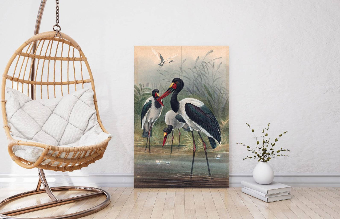 Tile Mural/Mosaic Ceramic Panel of The Saddle-Billed Stork- Joseph Wolf Birds Art Print - Tile Mural - Gloss Tiles - Bird Tile Mosaic