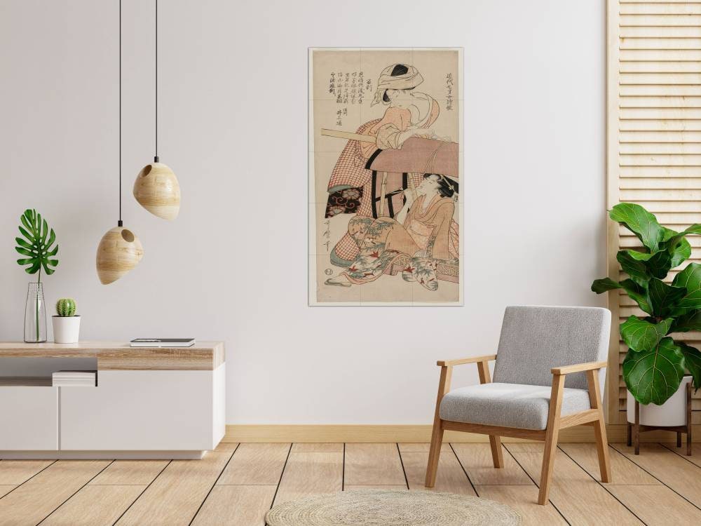 Tile Mural/Mosaic Ceramic Panel of Women by a Palanquin - Kitagawa Utamaro Painting - Japan Art - Japanese Mural - Gloss Tiles- Tile Mosaic
