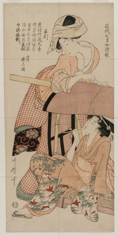 Tile Mural/Mosaic Ceramic Panel of Women by a Palanquin - Kitagawa Utamaro Painting - Japan Art - Japanese Mural - Gloss Tiles- Tile Mosaic